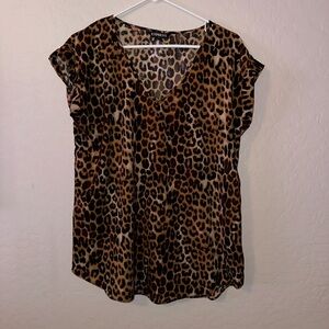 Express Brown and Black Leopard Print Blouse